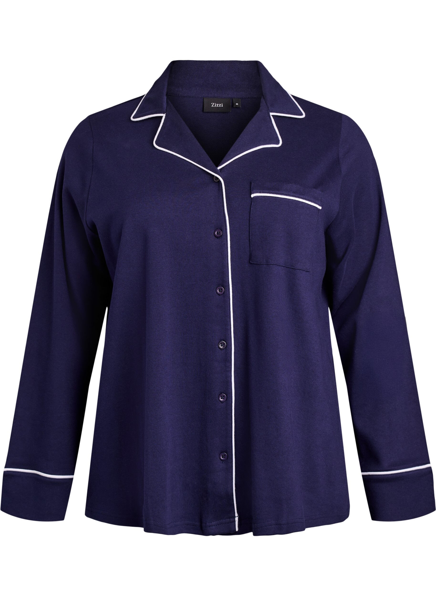 Cotton pyjama shirt with chest pocket