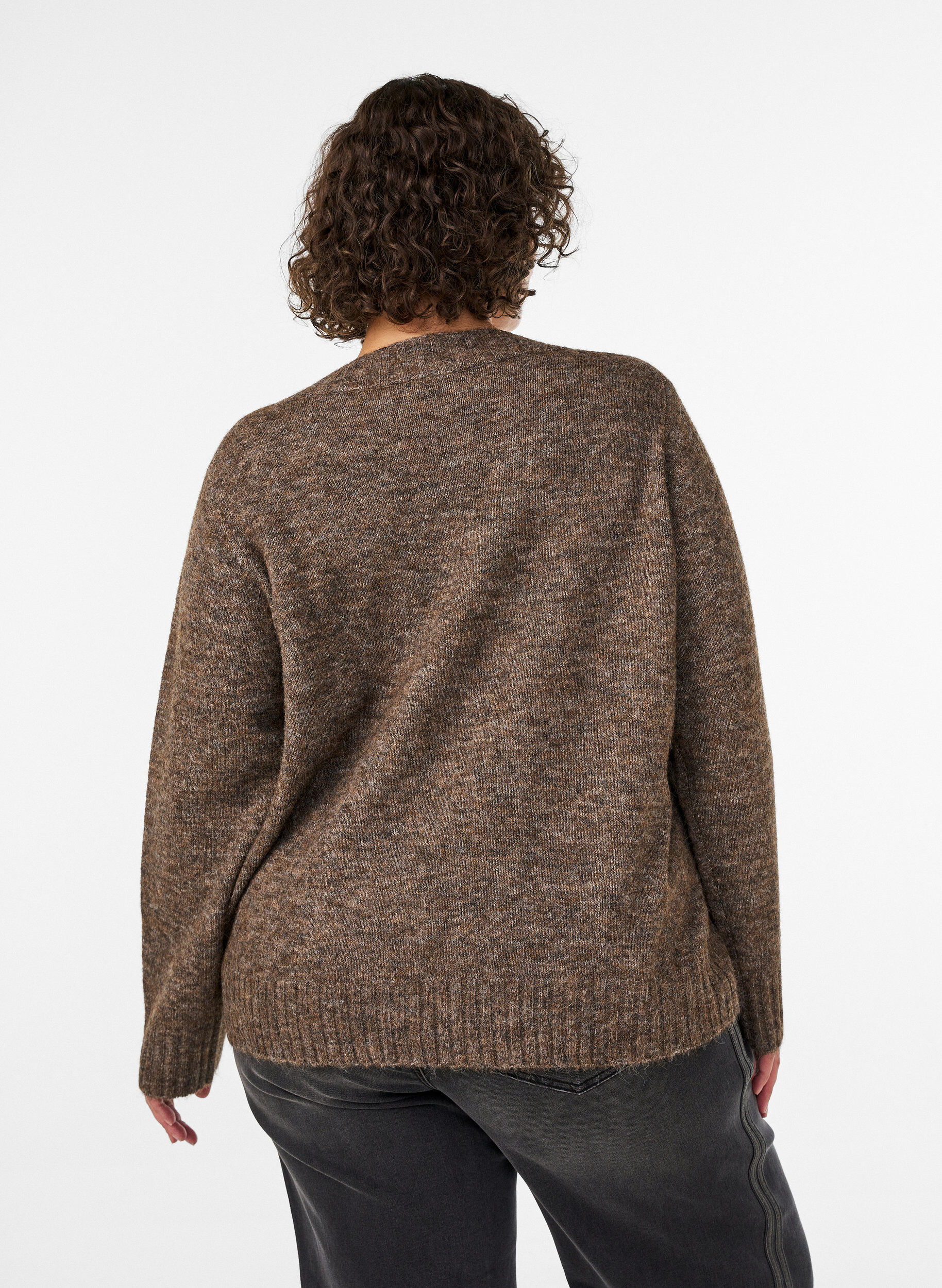 ZizzifashionV-neck jumper, Brown, Model image number 2