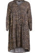 Printed viscose midi dress with long sleeves, Brown, Packshot image number 0