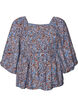 Blouse with smock and square neckline, Light Blue, Packshot image number 0