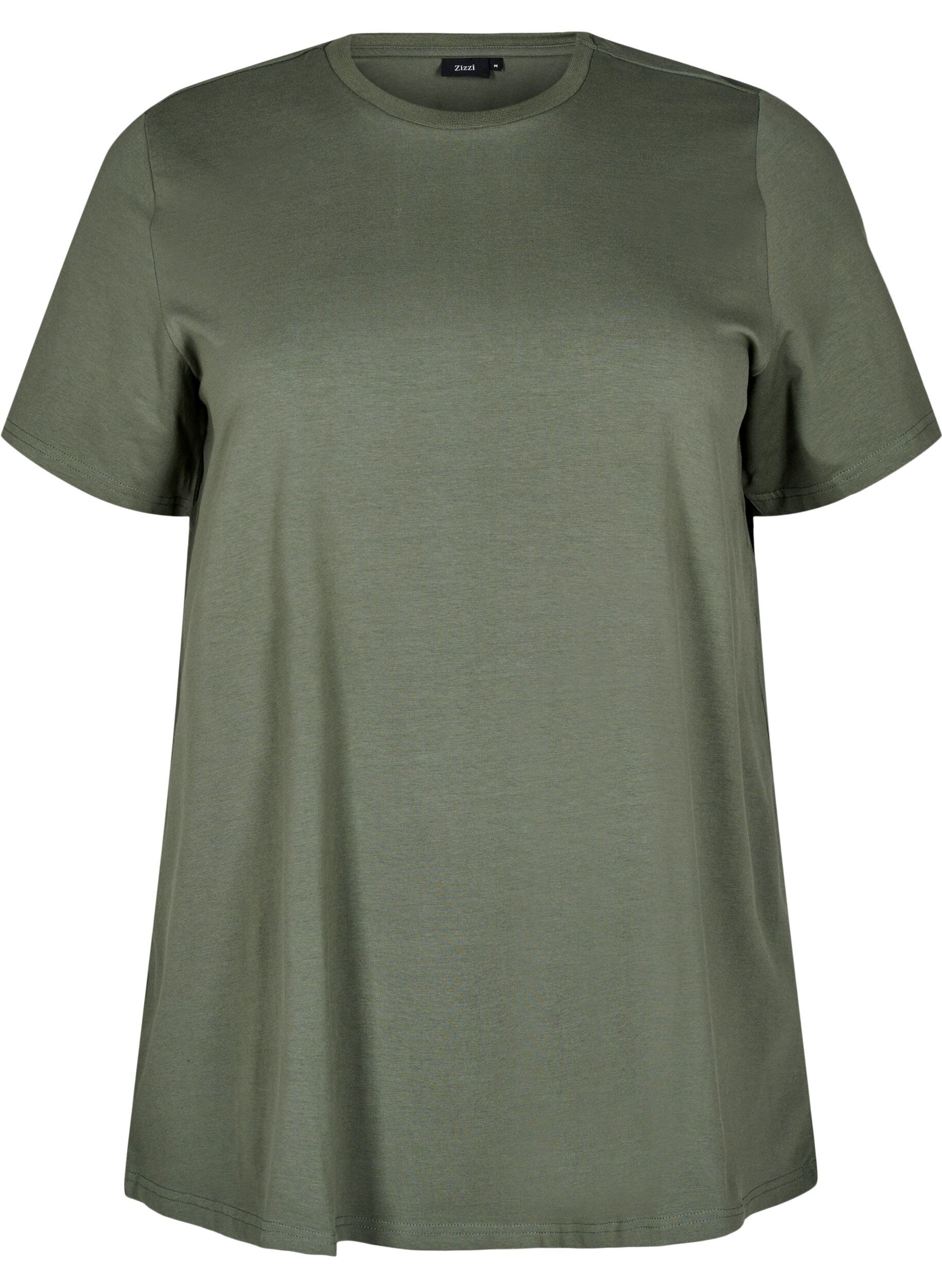 Zizzifashion T-shirt in organic cotton with a round neck, Thyme, Packshot image number 0