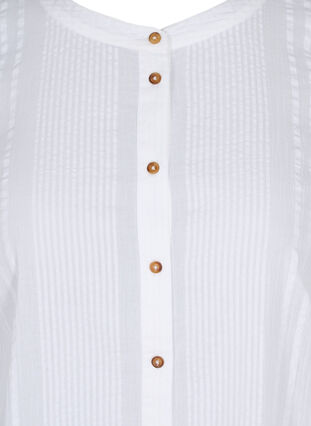 Cotton shirt dress with 3/4 sleeves, Bright White, Packshot image number 2