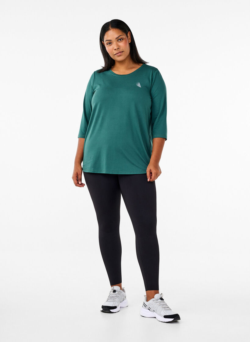 Workout top with 3/4 sleeves, Green, Model image number 1