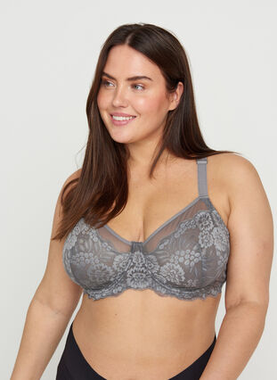 Figa underwired bra with lace back, Smoked Pearl, Model image number 0