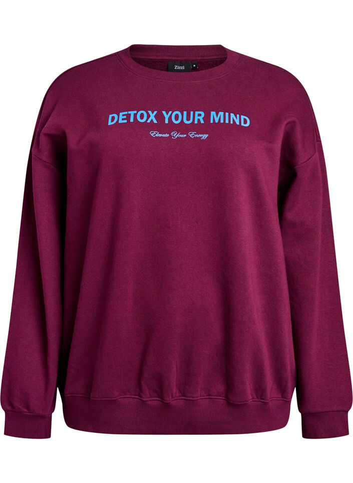 Sweatshirt with text print, Dark Bordeaux, Packshot image number 0