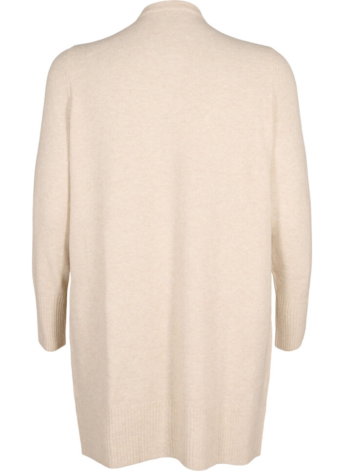 Ribbed Knit Cardigan with Pockets, Beige, Packshot image number 1
