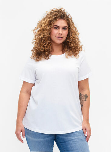 Basic cotton t-shirt, Bright White, Model image number 0
