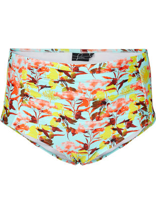Printed bikini bottoms with extra high waist, Bright Flower, Packshot image number 0