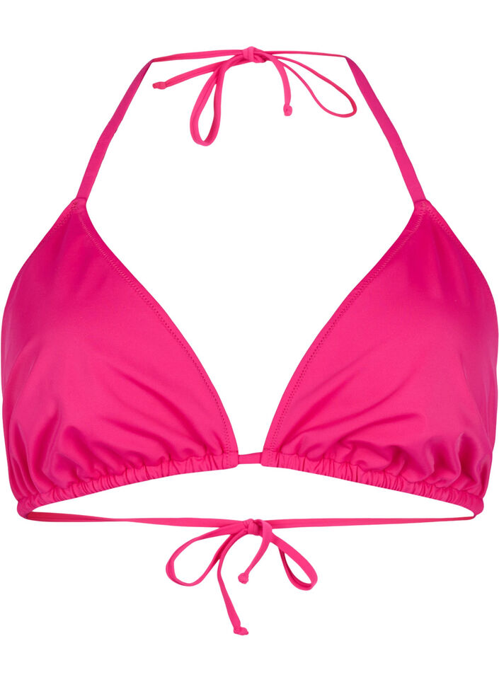 Solid color triangle bikini top, Pink, Packshot image number 0