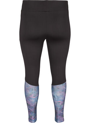 Cropped sports leggings with print, Black Comb, Packshot image number 1