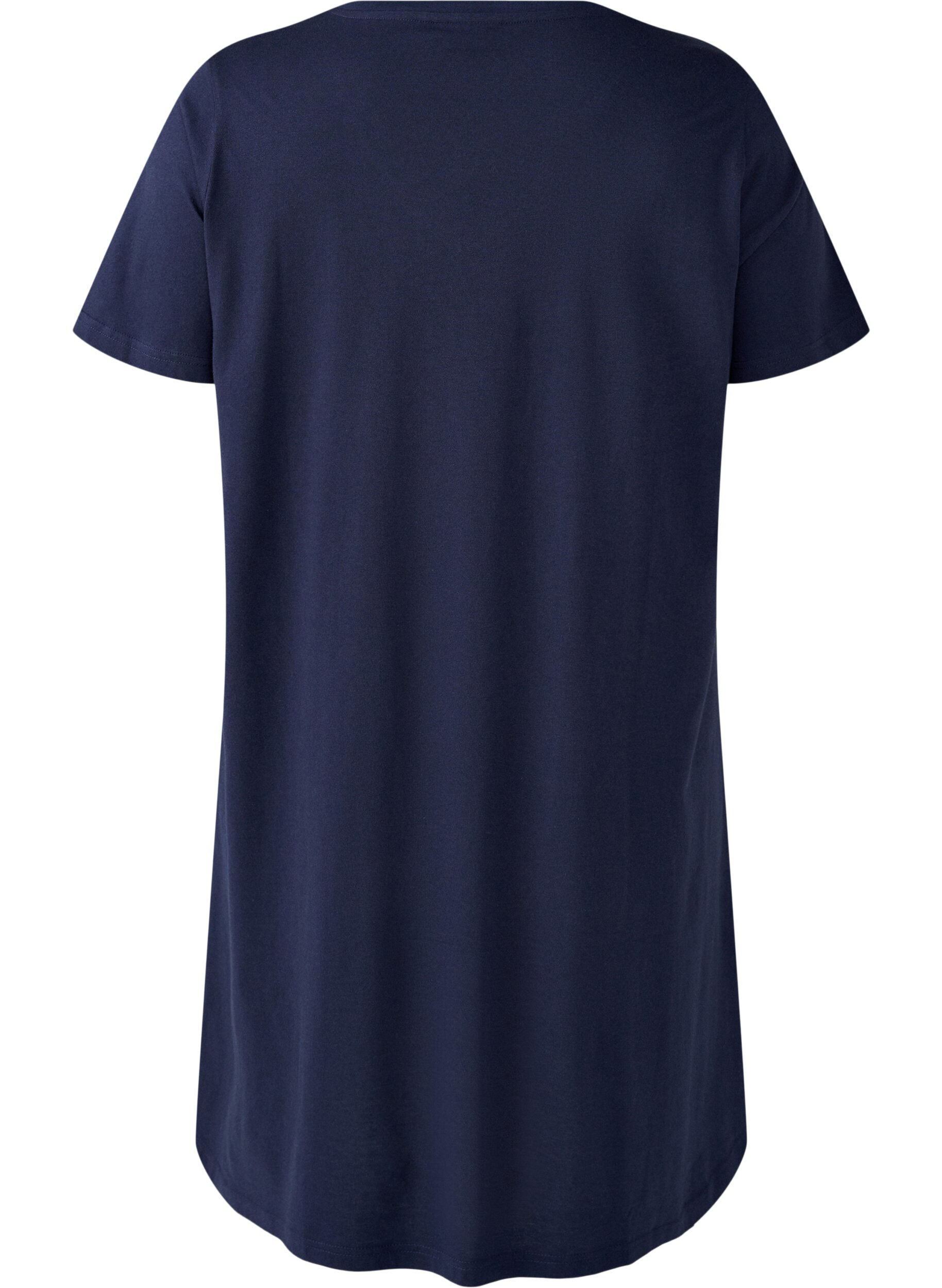 Zizzifashion Organic cotton nightgown with v-neck, Blue, Packshot image number 1