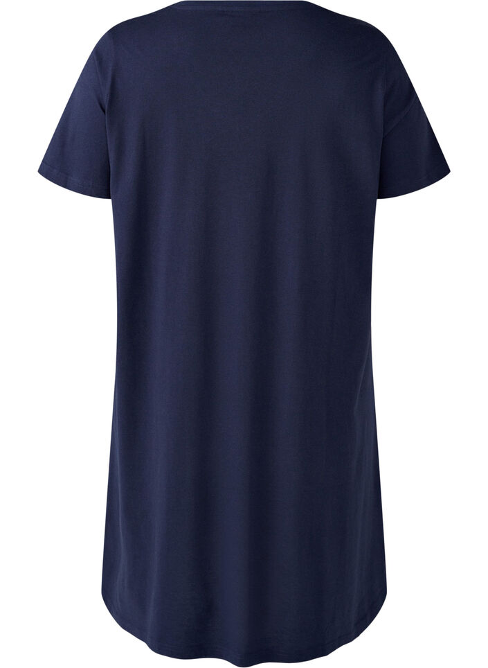 Organic cotton nightgown with v-neck, Blue, Packshot image number 1