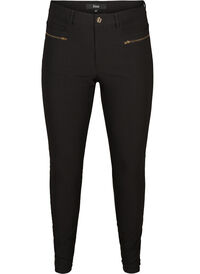 Close-fitting trousers with zip details