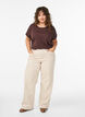 Short-sleeved cotton blend t-shirt, Brown, Model image number 1