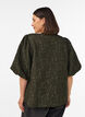 Jacquard blouse with puff sleeves and an A-line shape, Green, Model image number 2