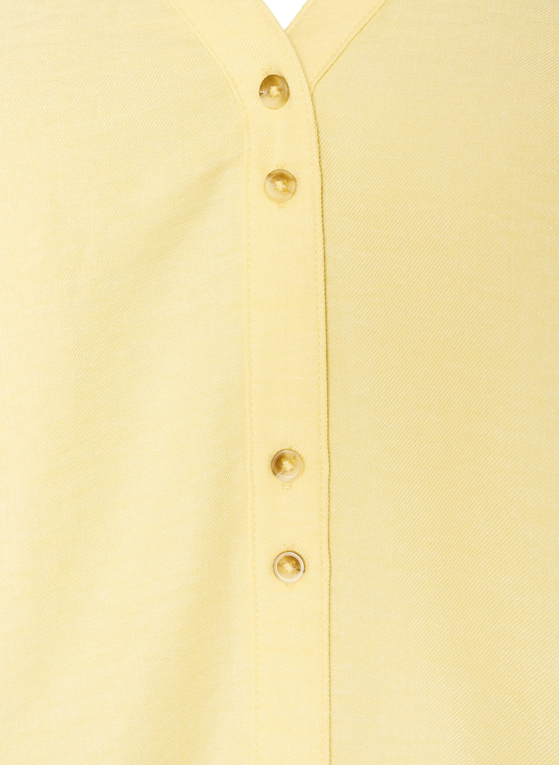 Zizzifashion V-neck shirt blouse with short sleeves, Yellow, Packshot image number 2