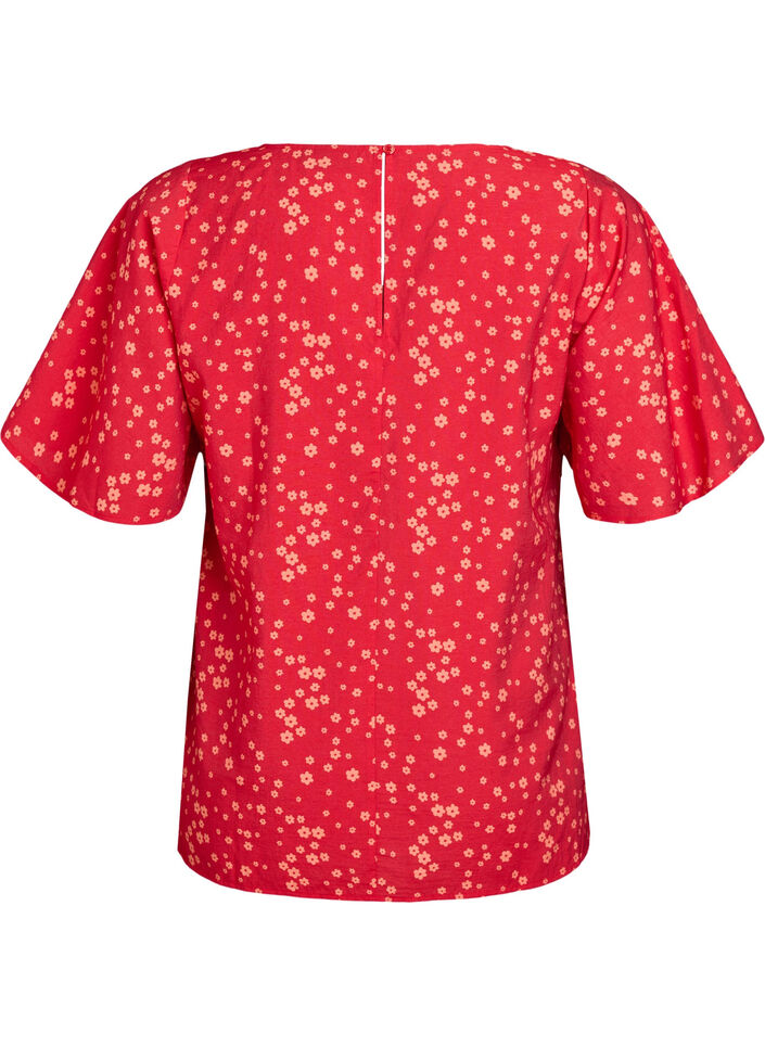 Floral blouse with batwing sleeves, Red, Packshot image number 1