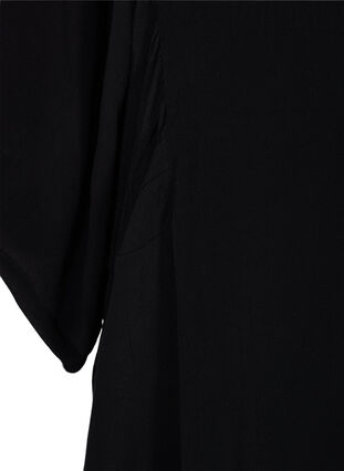 Viscose tunic with decorative 3/4 sleeves, Black, Packshot image number 3