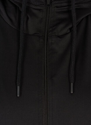 Long hooded cardigan with zip, Black, Packshot image number 2