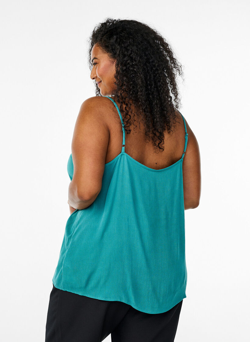 Strap top in viscose, Green, Model image number 2