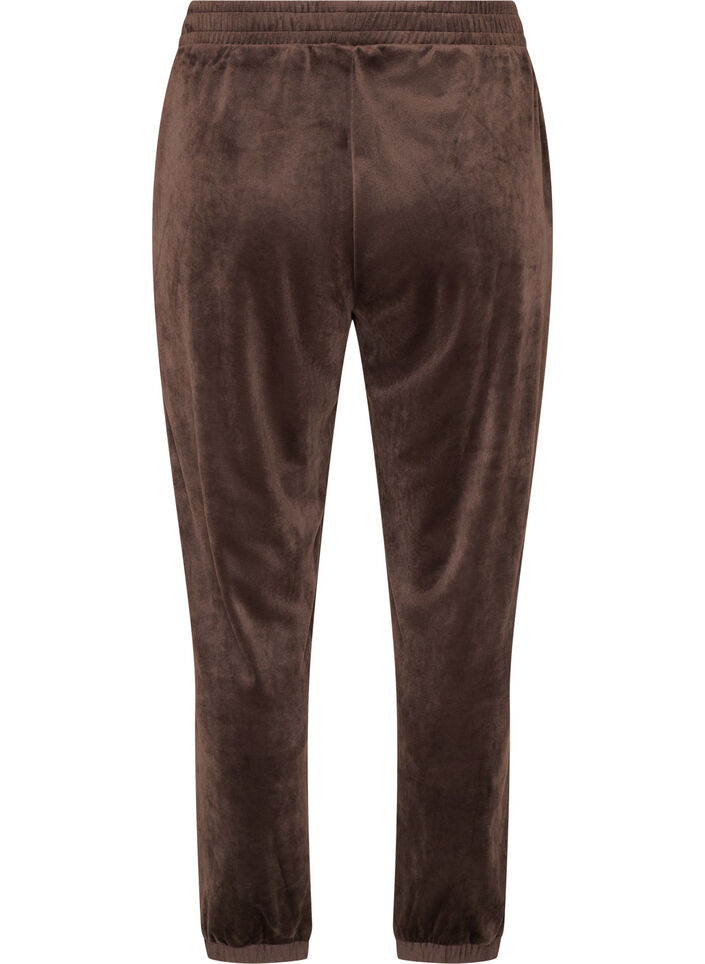 Loose velour trousers, Brown, Packshot image number 1