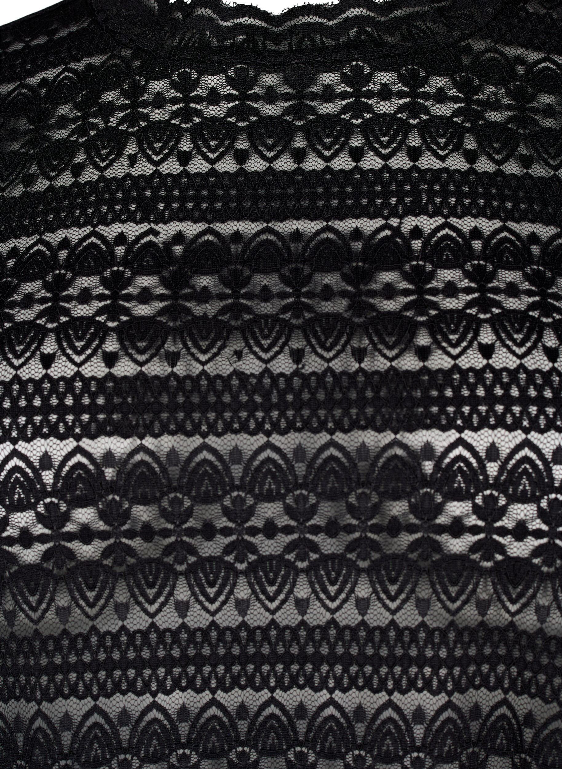 Zizzifashion Lace blouse with long sleeves, Black, Packshot image number 2