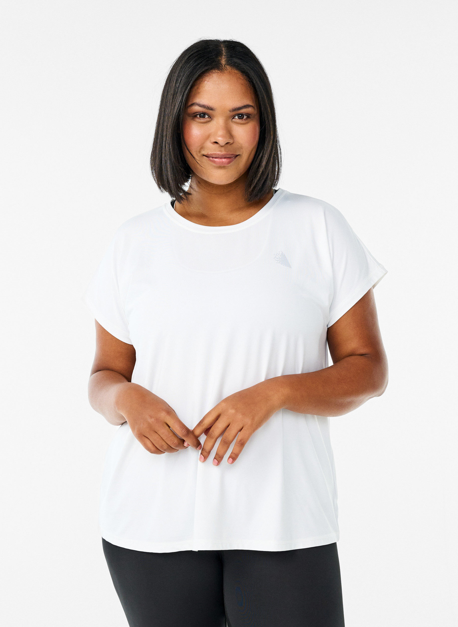 Solid-coloured workout T-shirt, White, Model
