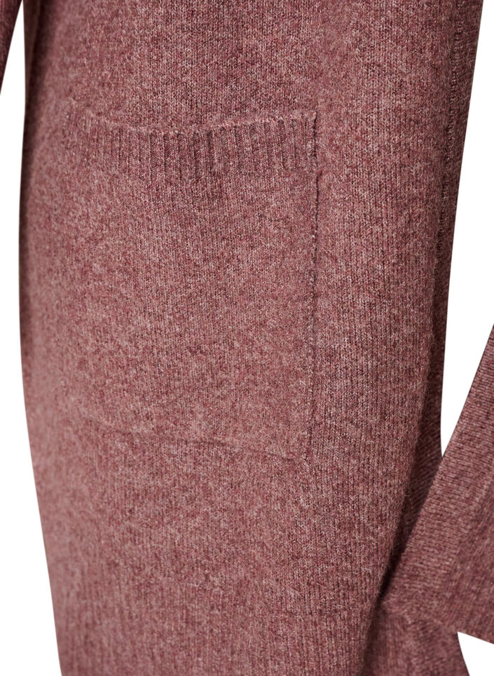 Ribbed Knit Cardigan with Pockets, Red, Packshot image number 3