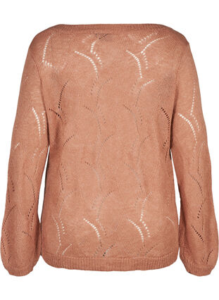 Pattern knitted top with wool, Burlwood mel, Packshot image number 1