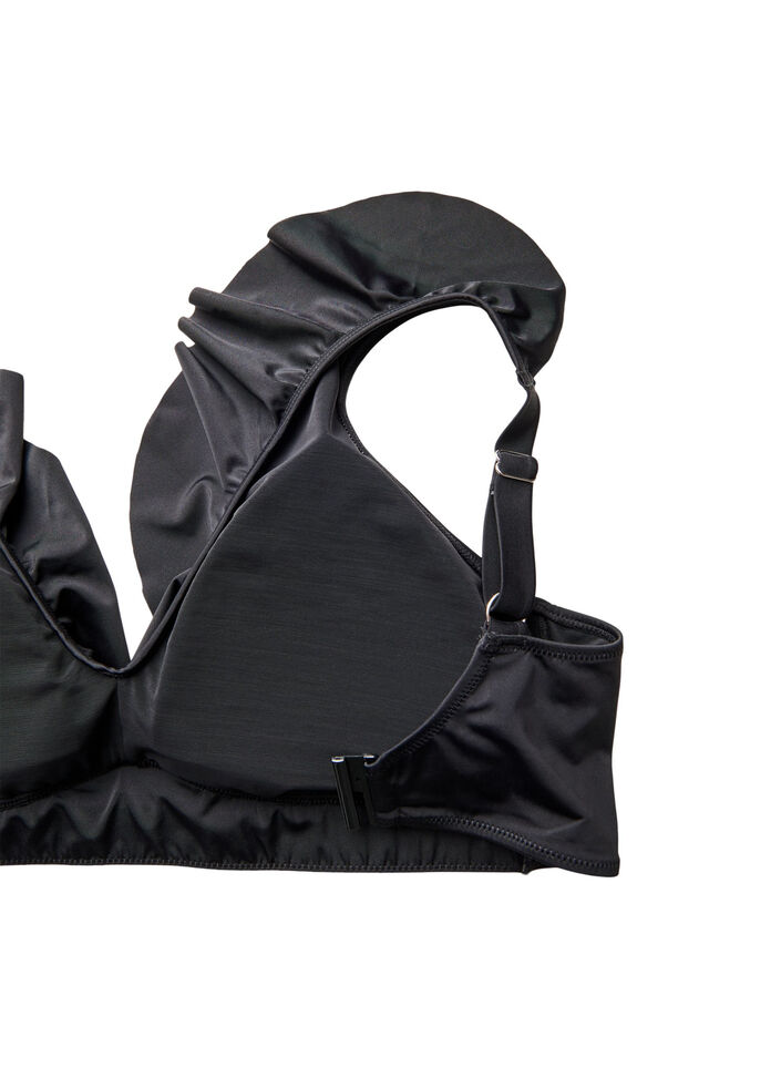 Bikini top with ruffle details, Black, Packshot image number 3
