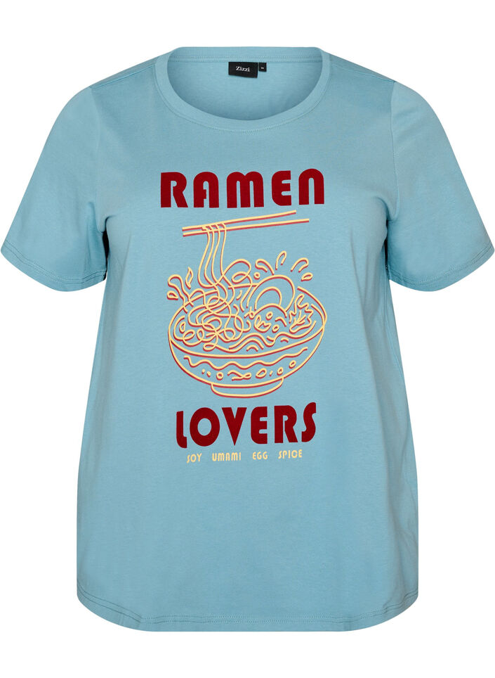 Cotton T-shirt with print, Blue, Packshot image number 0