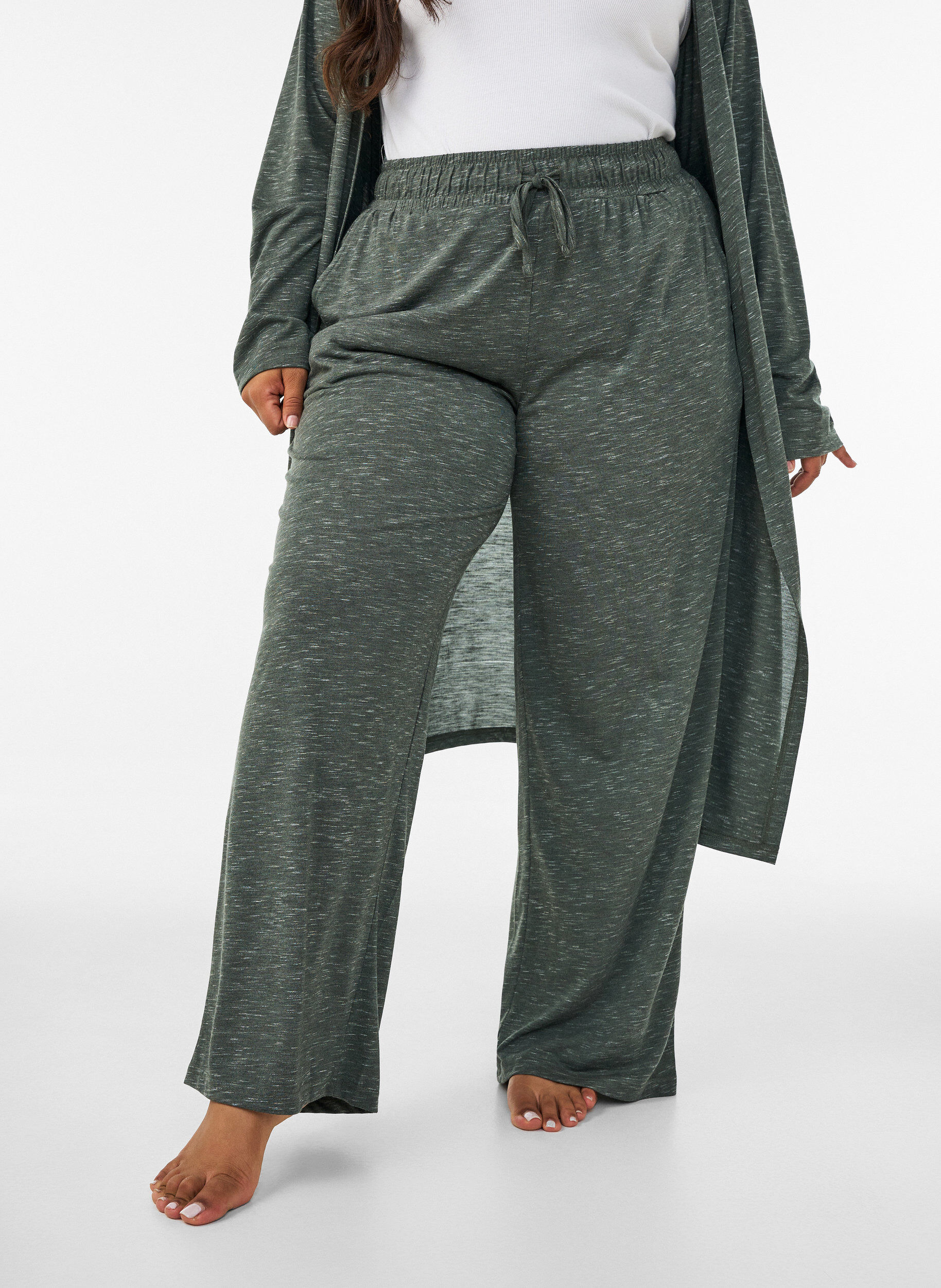ZizzifashionJersey trousers with wide legs and pockets, Green, Model image number 0