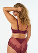 Padded underwired bra with lace and U-back, Red, Model image number 2