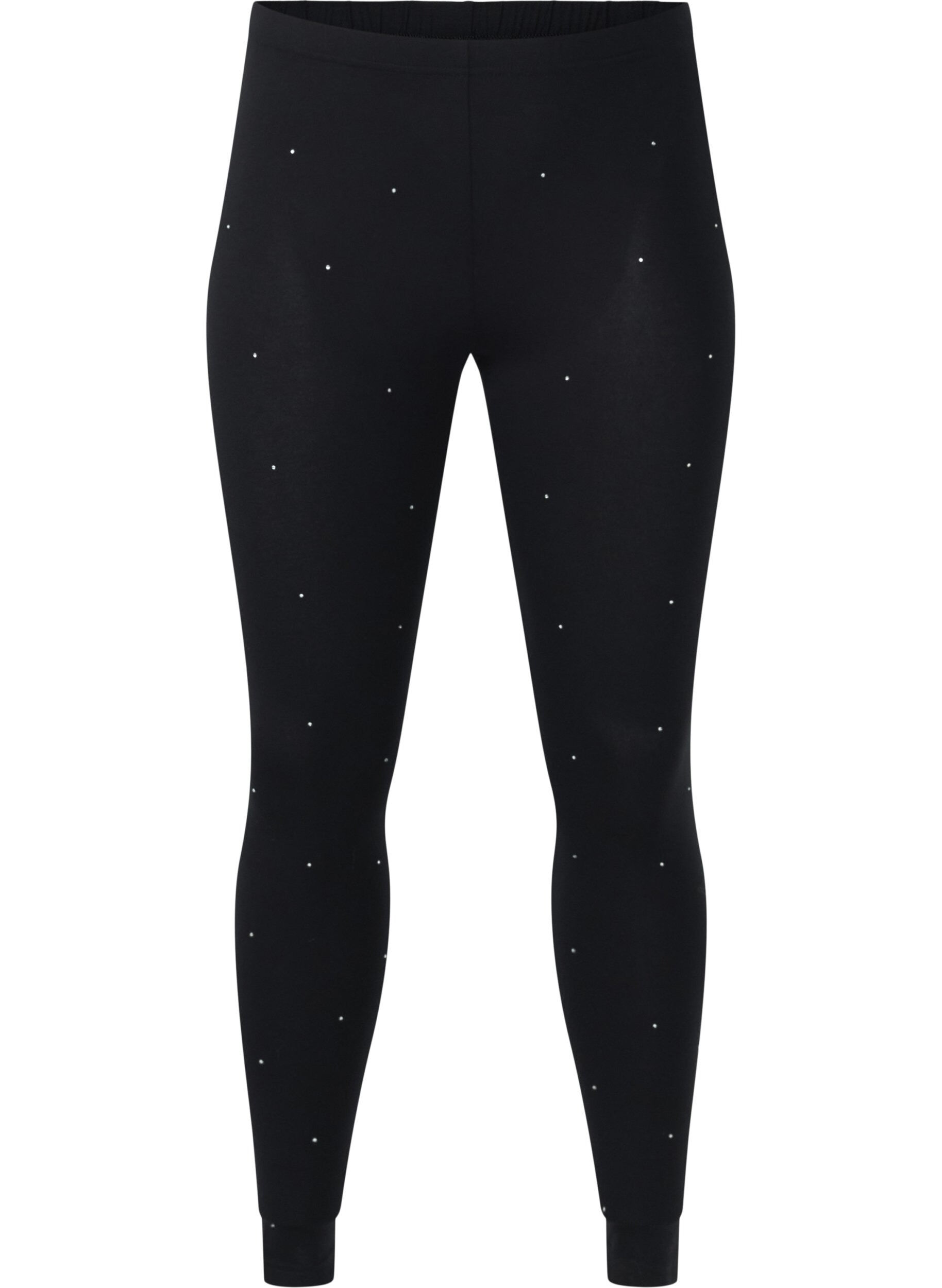 Zizzifashion Viscose leggings with rhine stone, Black, Packshot image number 0