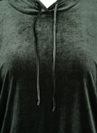 Hooded velour sweatshirt with pocket, Forest Night, Packshot image number 2