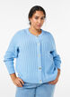 Cable knit cardigan with golden buttons, Blue, Model image number 0