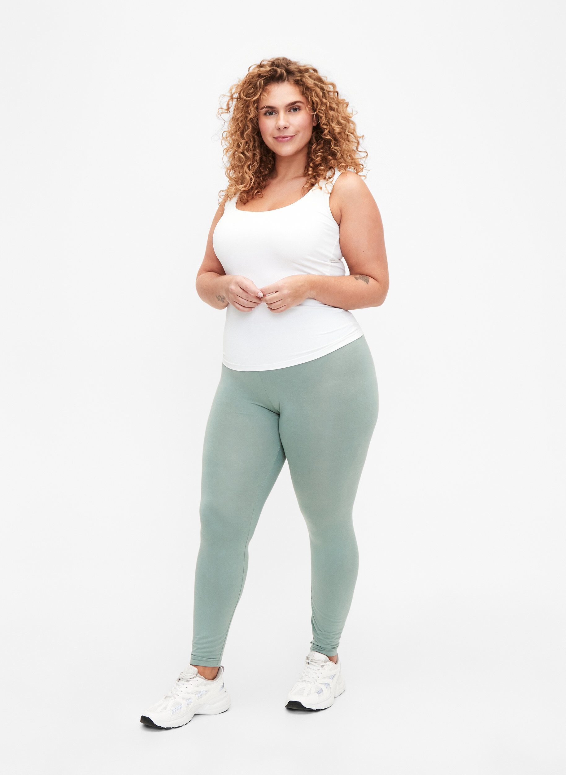Zizzifashion Basic viscose leggings, Green, Model image number 1