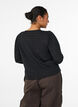 Blouse with textured pattern and button fastening, Black, Model image number 2