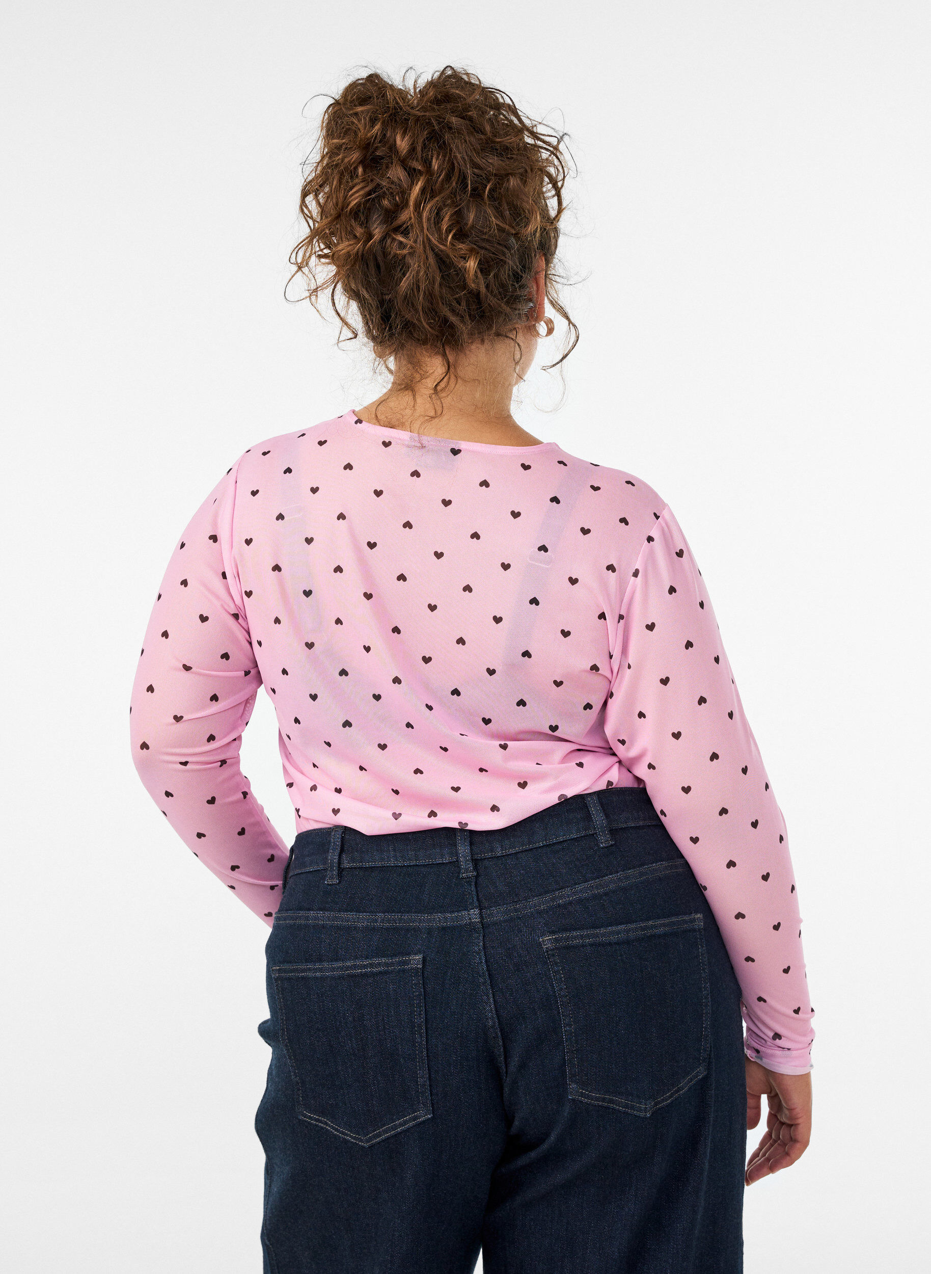 ZizzifashionMesh blouse with print, Pink, Model image number 2
