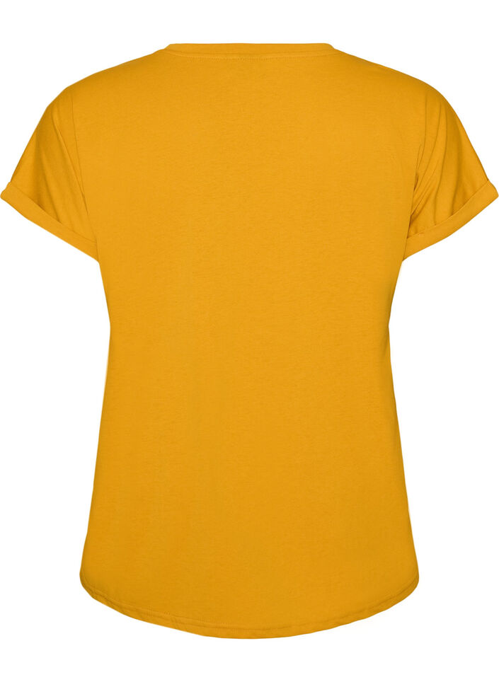 Short-sleeved cotton blend T-shirt, Yellow, Packshot image number 1