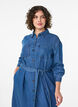 Denim shirt dress with tie-belt and side pockets, Blue, Model image number 2