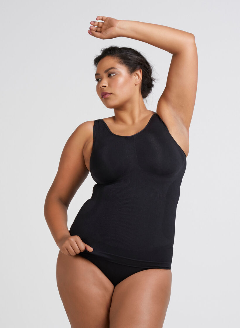 Shapewear top with wide straps, Black, Model image number 2