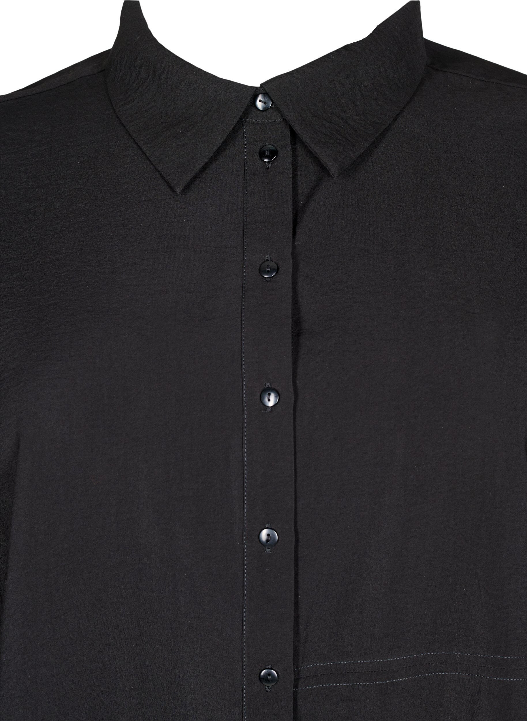 Zizzifashion Shirt with long sleeves and ruffle details, Black, Packshot image number 2