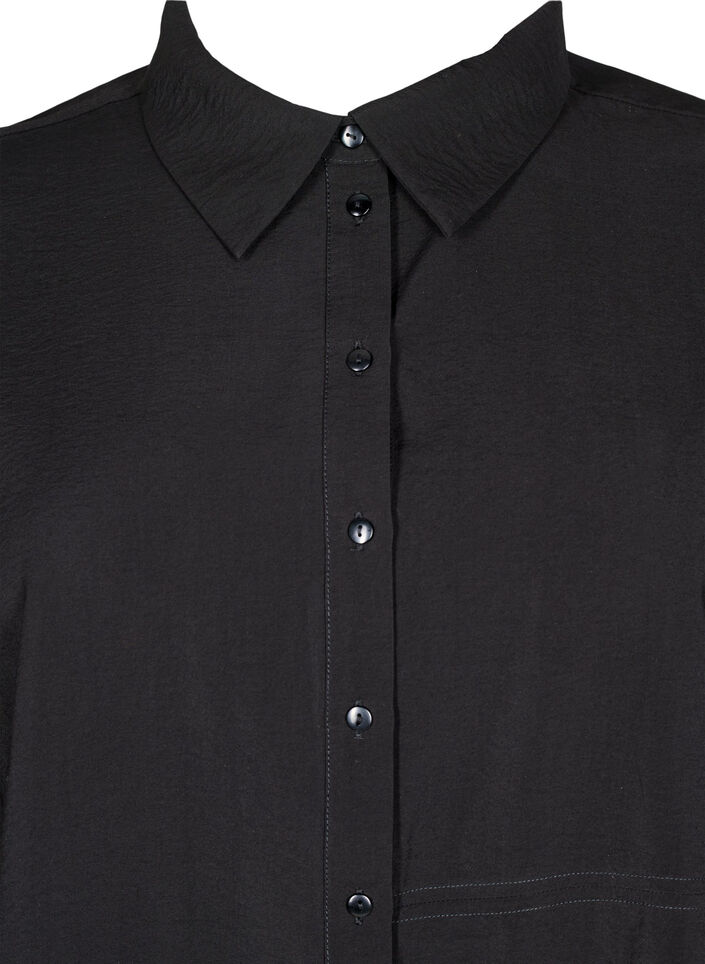 Shirt with long sleeves and ruffle details, Black, Packshot image number 2