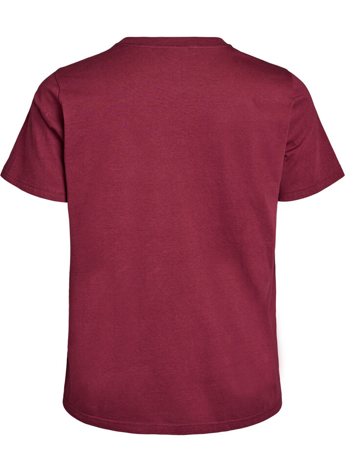 Basic cotton T-shirt with round neck, Dark Bordeaux, Packshot image number 1