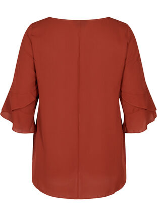 Plain blouse with 3/4 length sleeves, Fired Brick, Packshot image number 1
