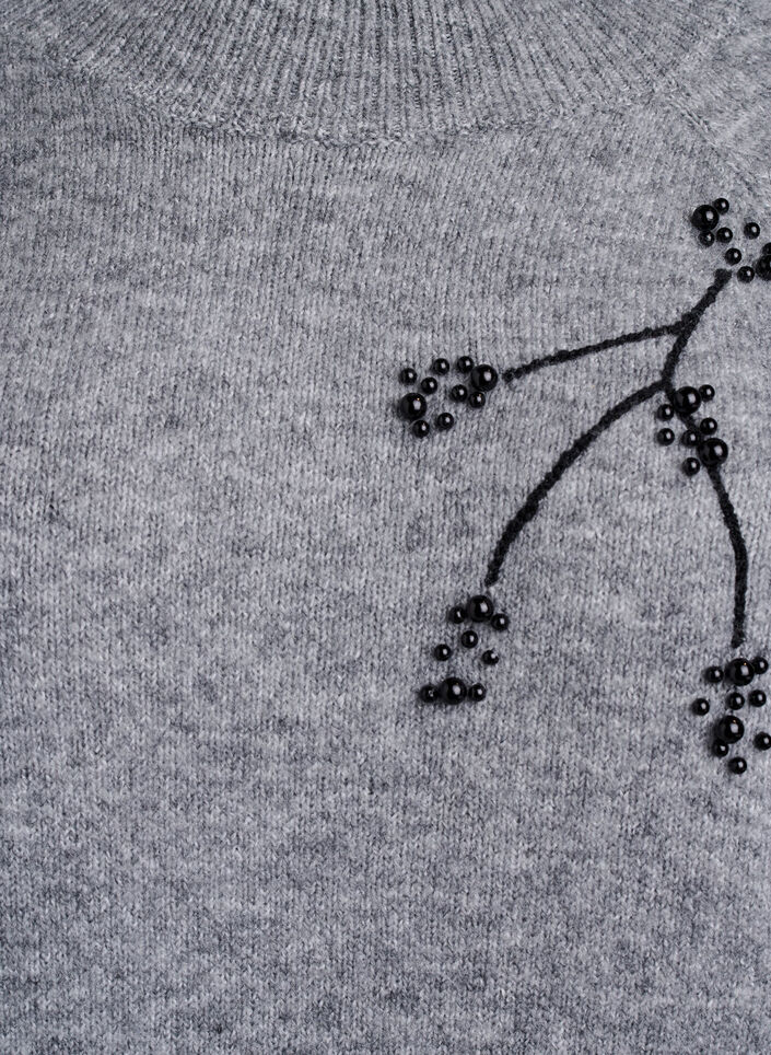 Jumper with pearl embroidery, Grey, Packshot