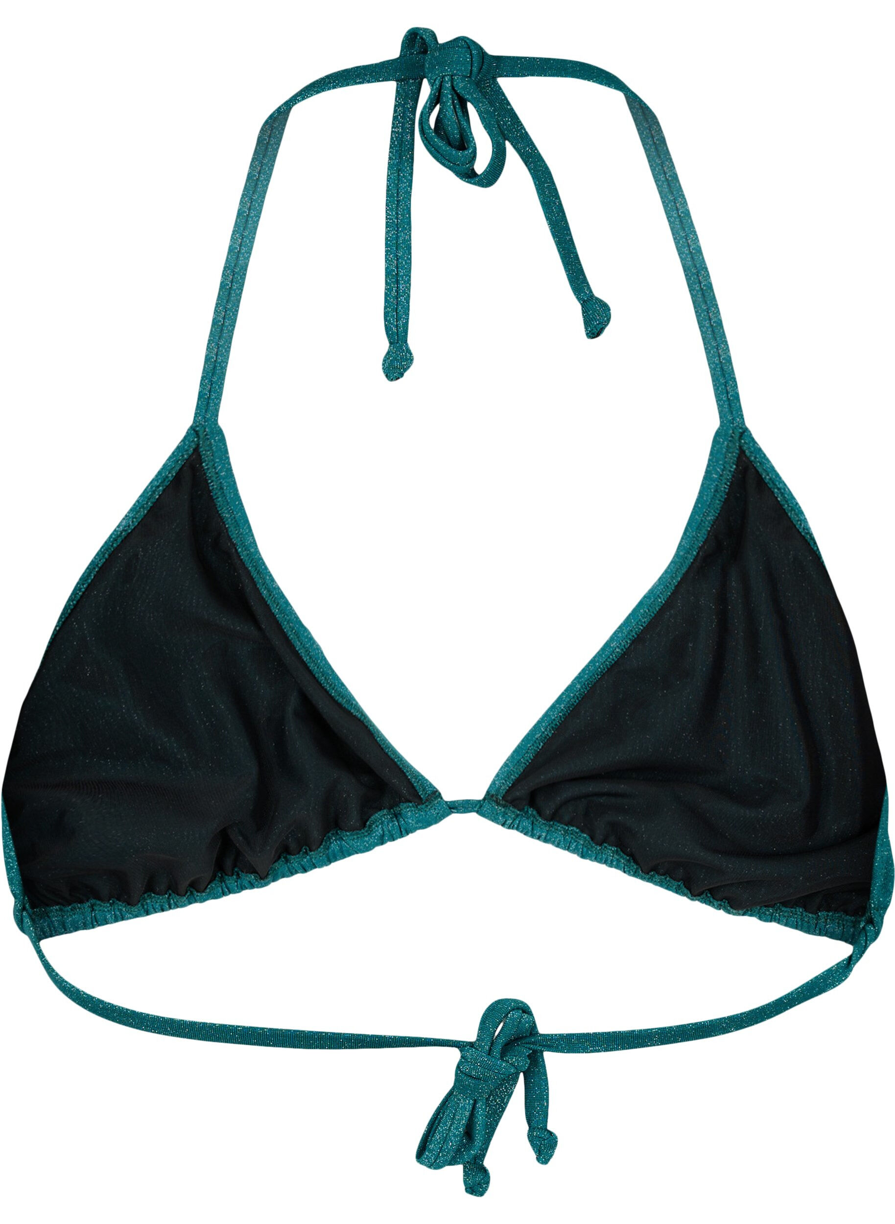 Zizzifashion Glitter triangle bikini top, Green, Packshot image number 1