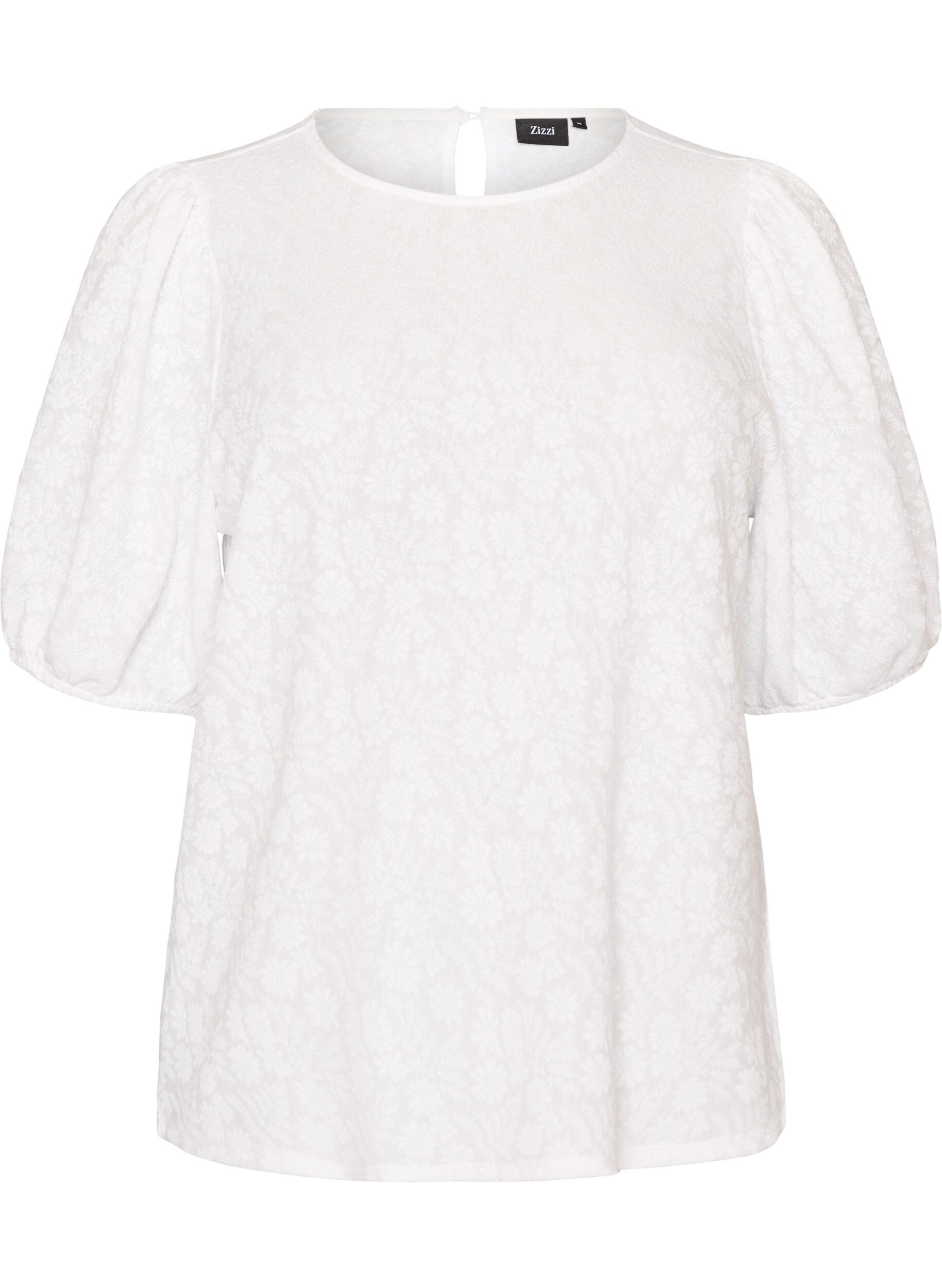 Zizzifashion Structured blouse with short sleeves, White, Packshot image number 0