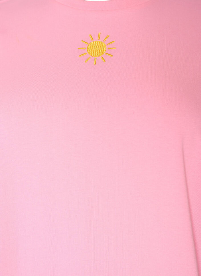 Organic cotton T-shirt with text motif, Pink, Packshot image number 2